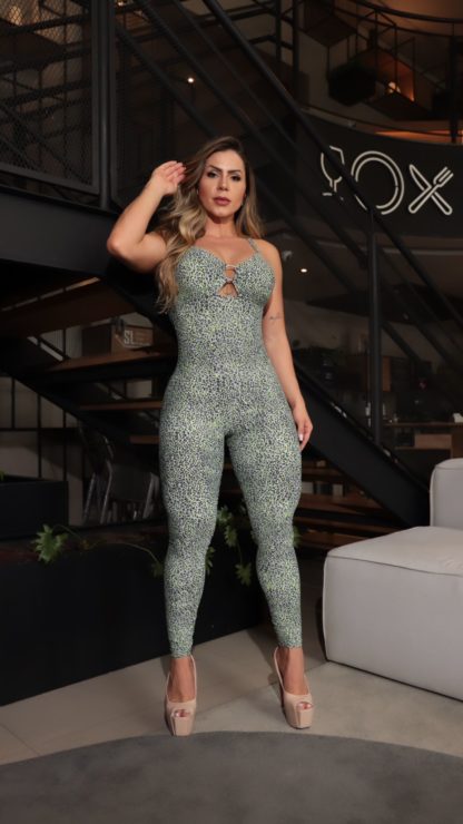 Green Leopard Print Jumpsuit - Image 2