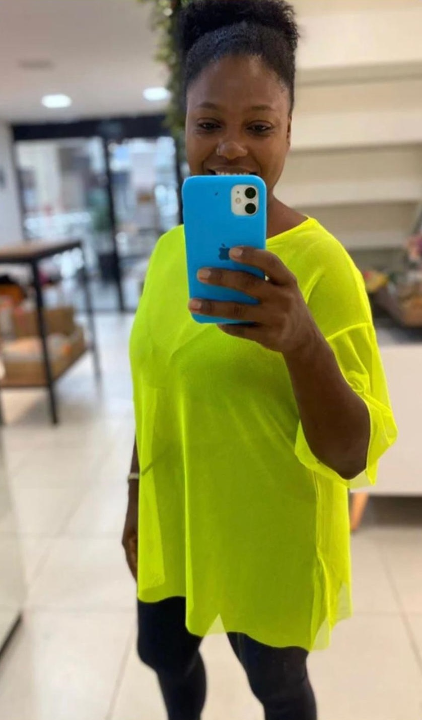 Transparent Neon Yellow Cover Up