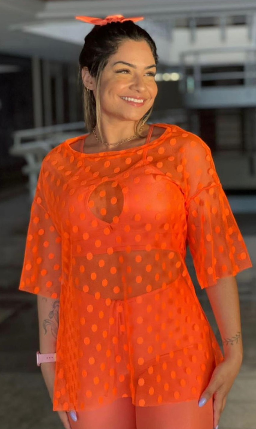 Transparent Orange with Dots Cover Up