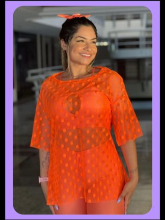 Transparent Orange with Dots Coverup