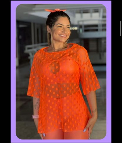 Transparent Orange with Dots Coverup
