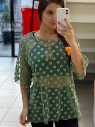 Transparent Green with Hearts Cover Up