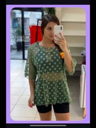 Transparent Green with Hearts Coverup