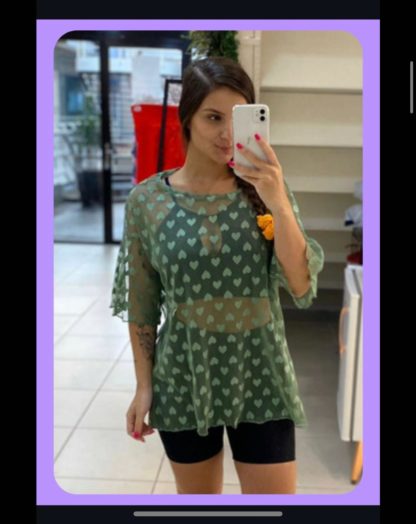 Transparent Green with Hearts Coverup
