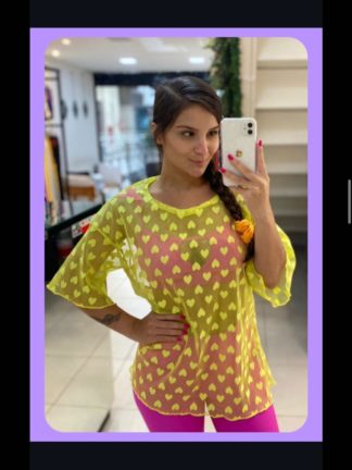 Transparent Yellow with Hearts Coverup