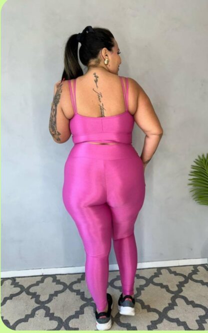 Velvety Pink Plus Size Women Workout Set - Image 3