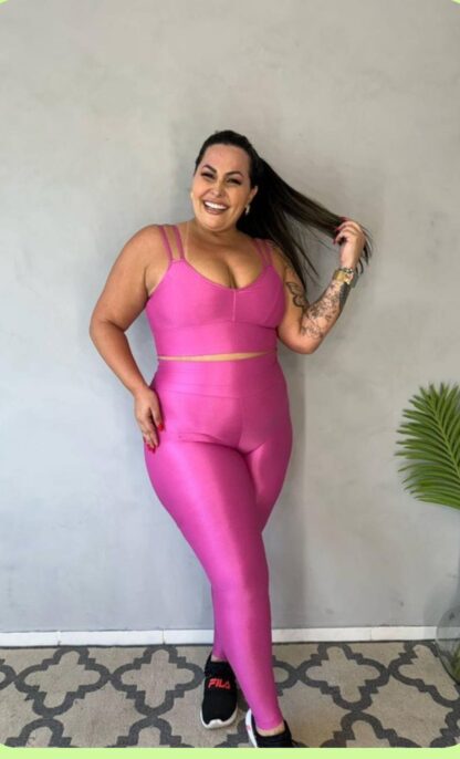 Velvety Pink Plus Size Women Workout Set - Image 2