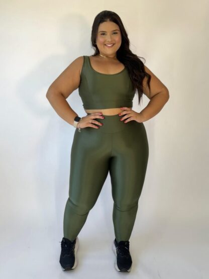 Moss Green Plus Size Women Workout Set