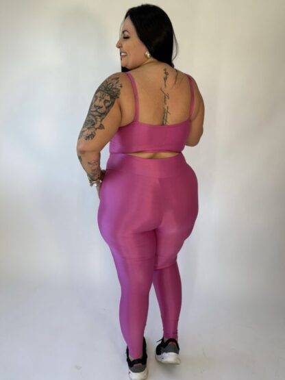 Velvety Pink Plus Size Women Workout Set - Image 4