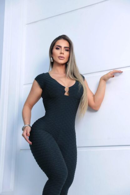 Black Push Up Gym Jumpsuit - Image 2