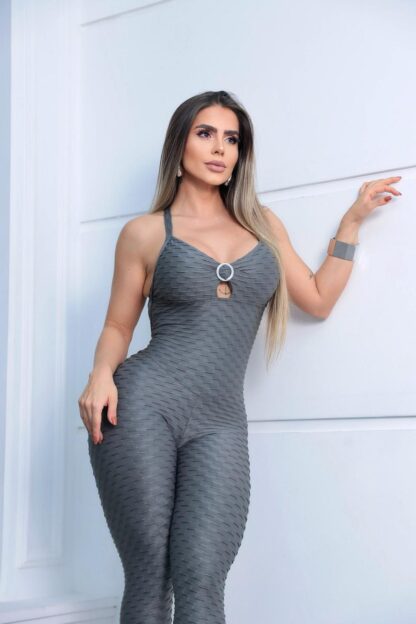 Charcoal Grey Women Gym Jumpsuit - Image 5