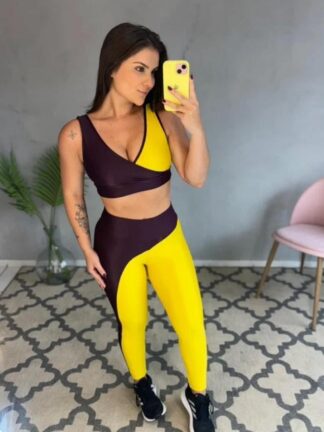 Metallic Mustard Women Workout Set