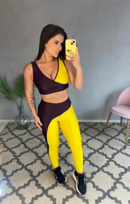 Metallic Mustard Women Workout Set