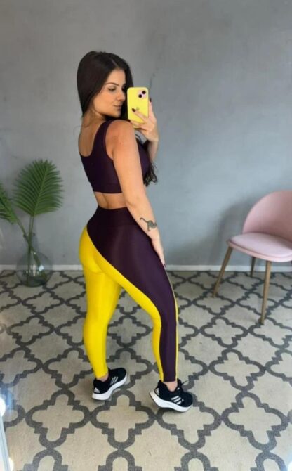 Metallic Mustard Women Workout Set - Image 2