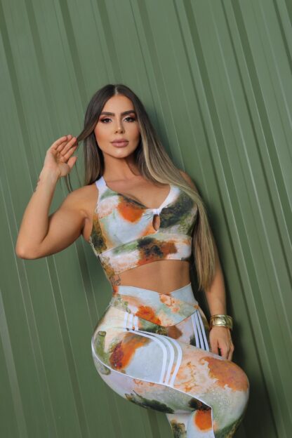 Green Tie Dye Women Workout Set - Image 3