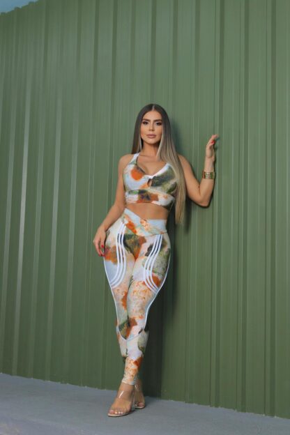 Green Tie Dye Women Workout Set - Image 2