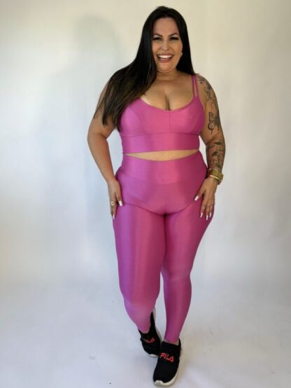 Velvety Pink Plus Size Women Workout Set