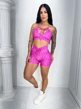 Polka Dots Pink Women Workout Set