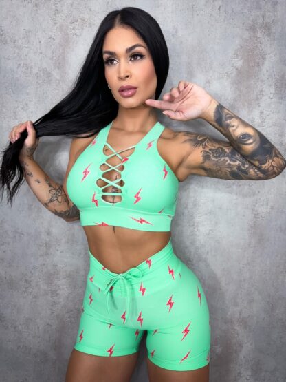 Red Ray Green Women Workout Set - Image 3