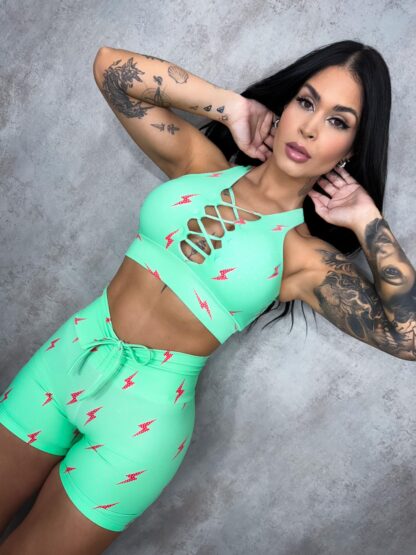 Red Ray Green Women Workout Set - Image 2