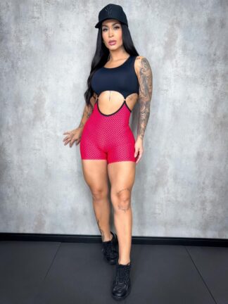 Black and Red Belly Women Romper
