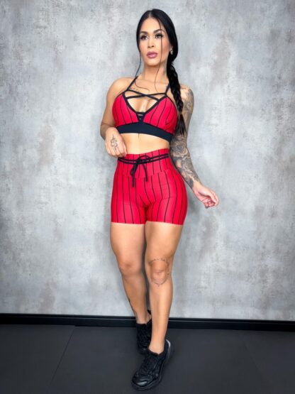 Red Hot with Stripes Women Workout Set - Image 2