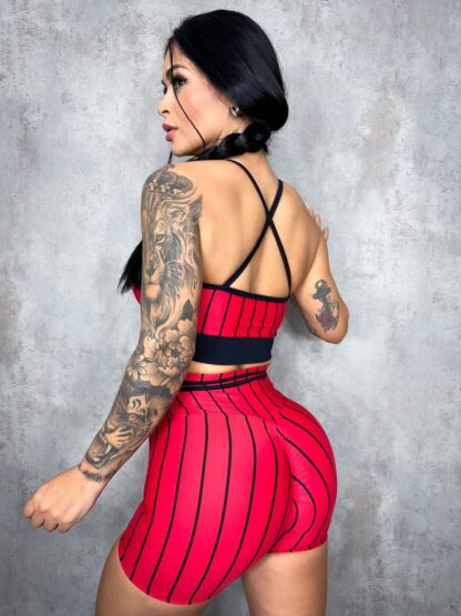 Red Hot with Stripes Women Workout Set - Image 4
