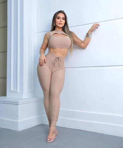 Nude Beige Push Up Workout Set - Image 3