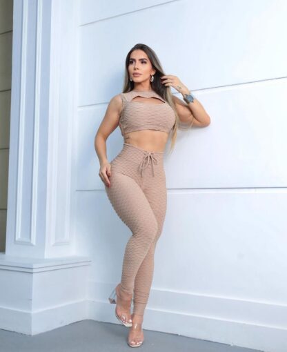 Nude Beige Push Up Workout Set - Image 2