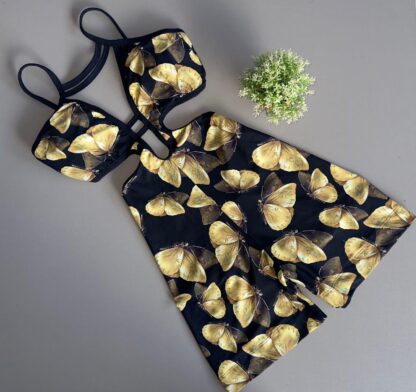 Black Romper with Golden Butterflies