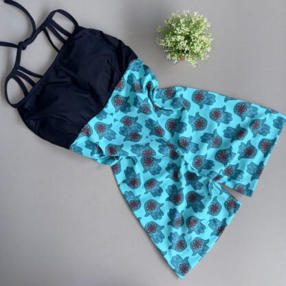 Black Top Romper with Hamsa Hand Print