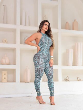 Blue Snakeskin Jumpsuit