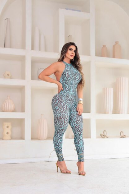 Blue Snakeskin Jumpsuit
