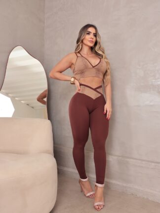 Beige Croco Workout Set and Wine Leggings
