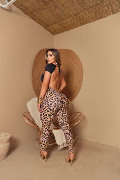 Black Animal Print Top Jumpsuit - Image 5