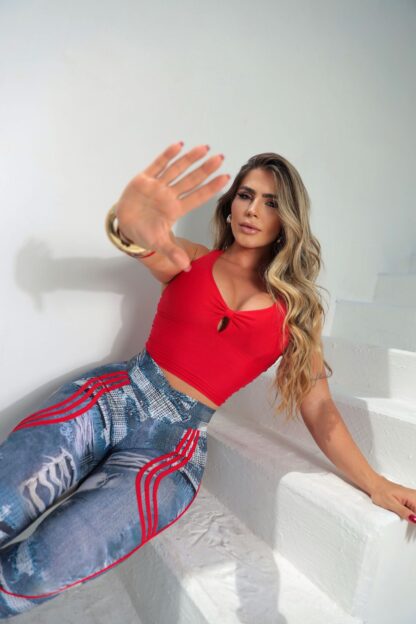 Red Wear Jeans Workout Set - Image 4