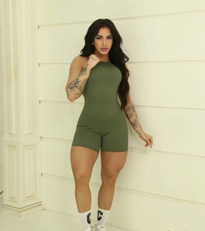 Olive Green Butt Lifting Romper - Image 2