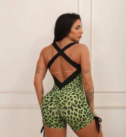 Safari Green Leopard Butt Lifting Romper - Image 4