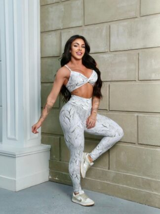 Scarlet Top and Ivory Forest Leggings Workout Set
