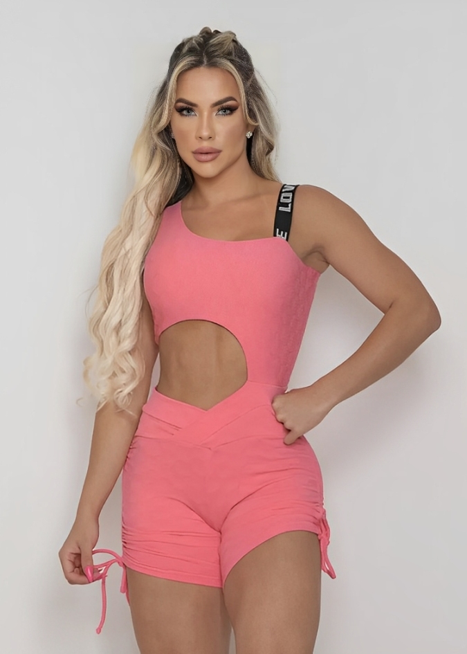 Orange Romper with Side Opening in Jacquard - Image 2