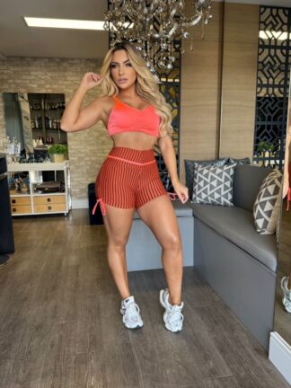 Orange Striped Trilobal Workout Set