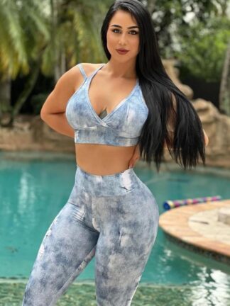 Faded Light Denim Workout Set