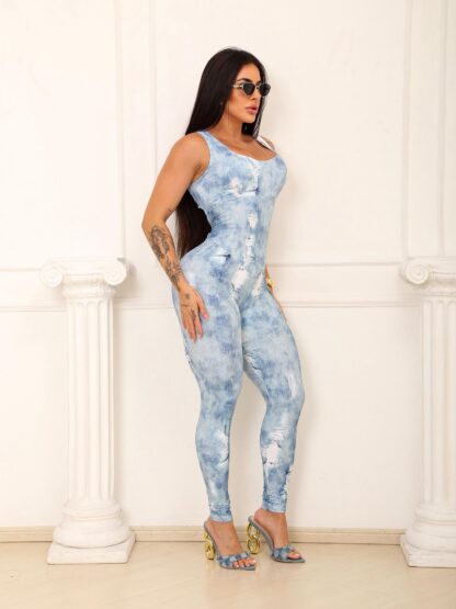 Light Fake Jeans Jumpsuit