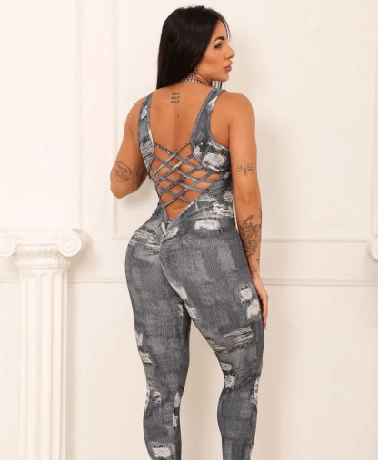Splendid Gray Fake Jeans Jumpsuit - Image 3