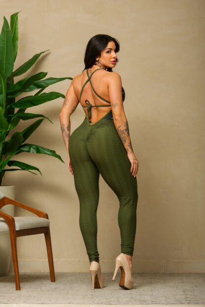 Military Green Camouflage Fitness Jumpsuit - Image 5