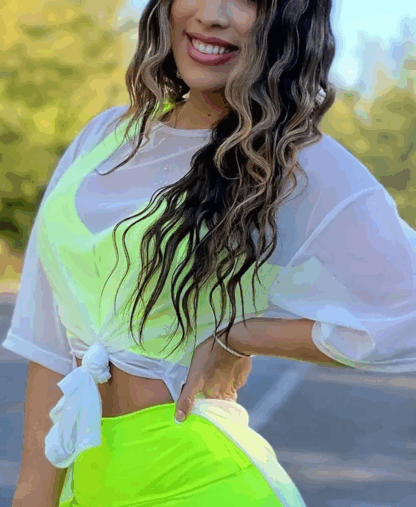 Loose White Tulle Mullet Blouse