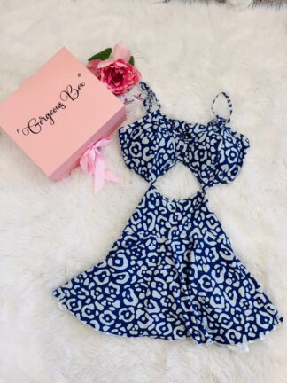 Navy Blue Leopard Romper
