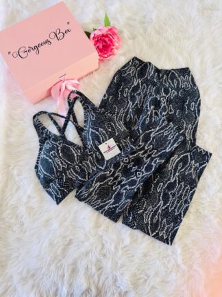 Black and White Cobra Print Workout Set