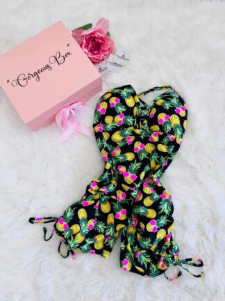 Tropical Pineapple Black Romper