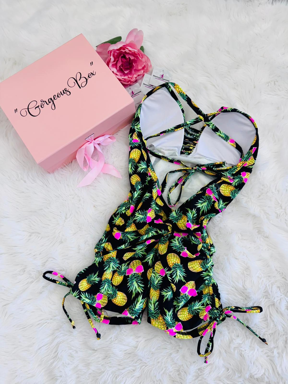 Tropical Pineapple Black Romper - Image 2